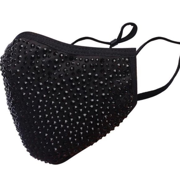 Black Crystal Fashion Face Mask - Picture 1 of 2